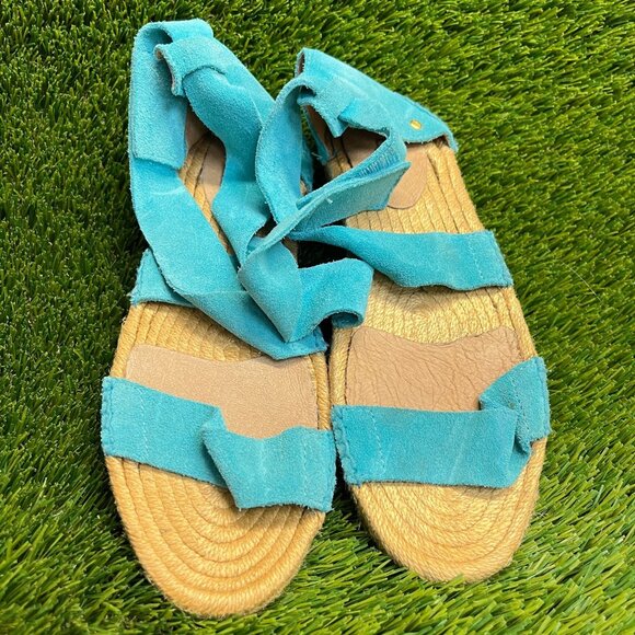 UGG Mila Womens Size 7 Blue Beach Walking Outdoor Gladiator Espadrille Sandals